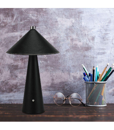 Lampka Biurkowa Nocna V-Tac 3W Led 33Cm Cct Ładowanie Usb-C Ściemnianie Czarna Skóra Vt-10117 3000K-6000K 240Lm